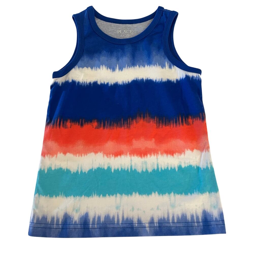 Children’s Place Dye Stripe Tank Top Boys Small 5-6 Blue
